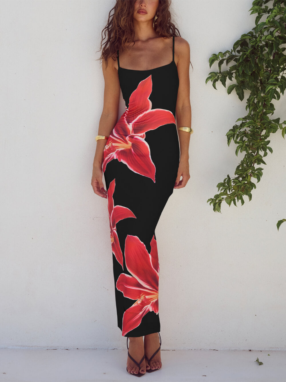 Vestido maxi com estampa floral abstrata inesquecível